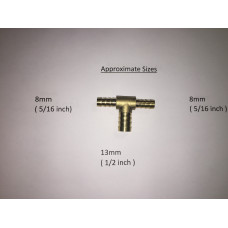 Hosetail TEE Brass 8mm-12mm-8mm